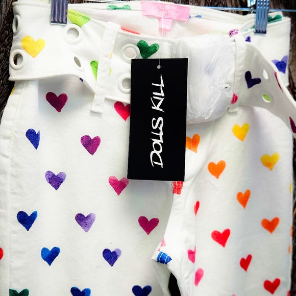 NWT CHEERING FOR YOU FLARE PANTS DOLLS KILL X CARE BEARS - Picture 2 of 7